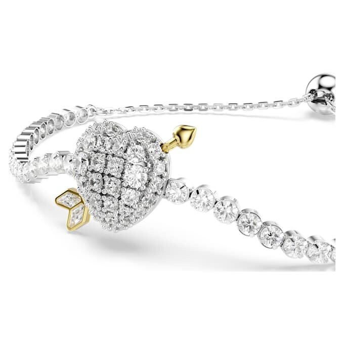 Idyllia Bracelet Mixed Cuts, Heart with Arrow, White, Rhodium Plated Idyllia Bracelet Mixed Cuts, Heart with Arrow, White, Rhodium Plated