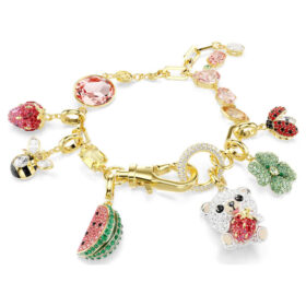 Idyllia Bracelet Mixed Cuts, Mixed Motifs, Multicolored, Gold-Tone Plated Idyllia Bracelet Mixed Cuts, Mixed Motifs, Multicolored, Gold-Tone Plated