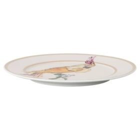 Idyllia Bread Plate Porcelain, Crystal Print Motif, Cockatoo, Multicolored
