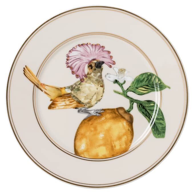 Idyllia Bread Plate Porcelain, Crystal Print Motif, Flycatcher, Multicolored Idyllia Bread Plate Porcelain, Crystal Print Motif, Flycatcher, Multicolored