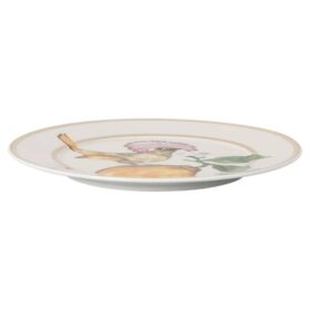 Idyllia Bread Plate Porcelain, Crystal Print Motif, Flycatcher, Multicolored