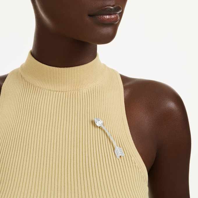 Idyllia Brooch Mixed Cuts, Arrow, White, Rhodium Plated Idyllia Brooch Mixed Cuts, Arrow, White, Rhodium Plated
