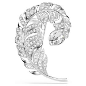 Idyllia Brooch Mixed Cuts, Feather, Rhodium Plated Idyllia Brooch Mixed Cuts, Feather, Rhodium Plated