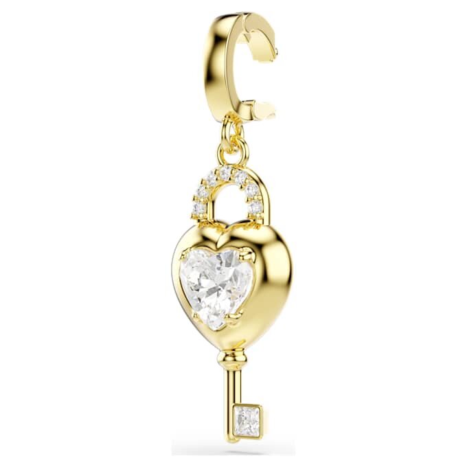 Idyllia Charm Mixed Cuts, Heart with Key, White, Gold-Tone Plated Idyllia Charm Mixed Cuts, Heart with Key, White, Gold-Tone Plated