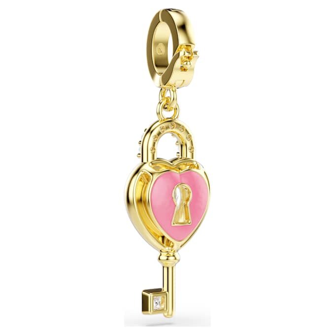 Idyllia Charm Mixed Cuts, Heart with Key, White, Gold-Tone Plated Idyllia Charm Mixed Cuts, Heart with Key, White, Gold-Tone Plated