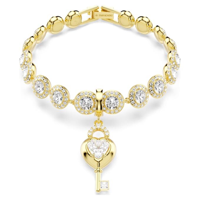 Idyllia Charm Mixed Cuts, Heart with Key, White, Gold-Tone Plated Idyllia Charm Mixed Cuts, Heart with Key, White, Gold-Tone Plated