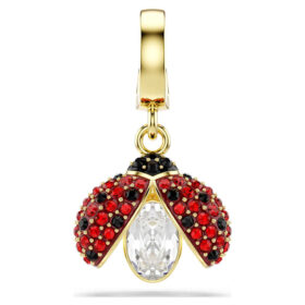 Idyllia Charm Mixed Cuts, Ladybug, Red, Gold-Tone Plated