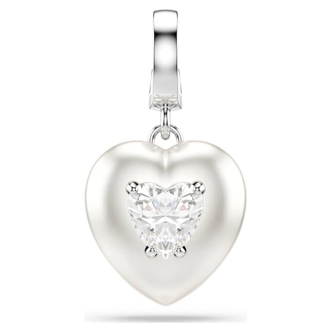Idyllia Charm Mixed Cuts, Pearl-Colored Coating, Heart, White, Rhodium Plated Idyllia Charm Mixed Cuts, Pearl-Colored Coating, Heart, White, Rhodium Plated