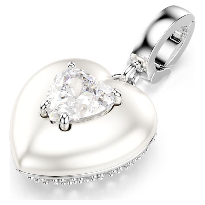 Idyllia Charm Mixed Cuts, Pearl-Colored Coating, Heart, White, Rhodium Plated Idyllia Charm Mixed Cuts, Pearl-Colored Coating, Heart, White, Rhodium Plated