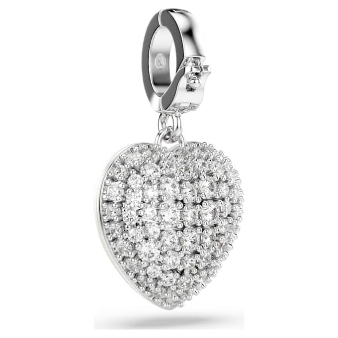 Idyllia Charm Mixed Cuts, Pearl-Colored Coating, Heart, White, Rhodium Plated Idyllia Charm Mixed Cuts, Pearl-Colored Coating, Heart, White, Rhodium Plated