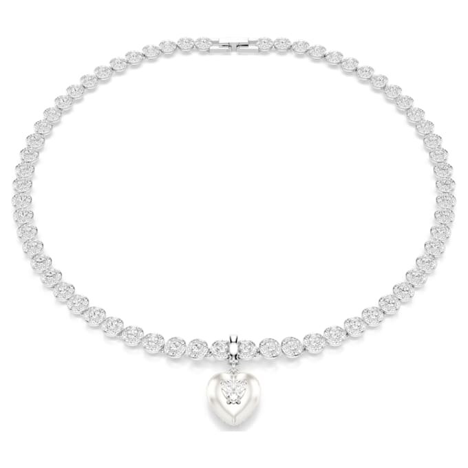 Idyllia Charm Mixed Cuts, Pearl-Colored Coating, Heart, White, Rhodium Plated Idyllia Charm Mixed Cuts, Pearl-Colored Coating, Heart, White, Rhodium Plated