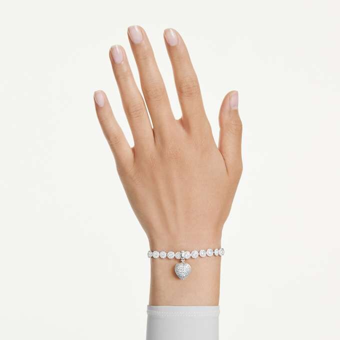 Idyllia Charm Mixed Cuts, Pearl-Colored Coating, Heart, White, Rhodium Plated Idyllia Charm Mixed Cuts, Pearl-Colored Coating, Heart, White, Rhodium Plated