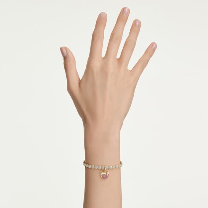 Idyllia Charm Round Cut, Heart, Pink, Gold-Tone Plated Idyllia Charm Round Cut, Heart, Pink, Gold-Tone Plated