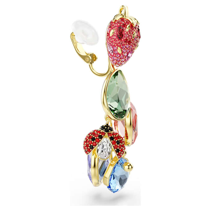 Idyllia Clip Earrings Mixed Cuts, Fruit, Ladybug, Multicolored, Gold-Tone Plated Idyllia Clip Earrings Mixed Cuts, Fruit, Ladybug, Multicolored, Gold-Tone Plated