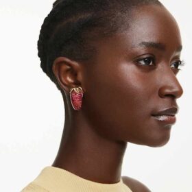 Idyllia Clip Earrings Red, Gold-Tone Plated