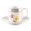 Idyllia Coffee Cup with Saucer Porcelain, Crystal Print Motif, Flower, Multicolored Idyllia Coffee Cup with Saucer Porcelain, Crystal Print Motif, Flower, Multicolored