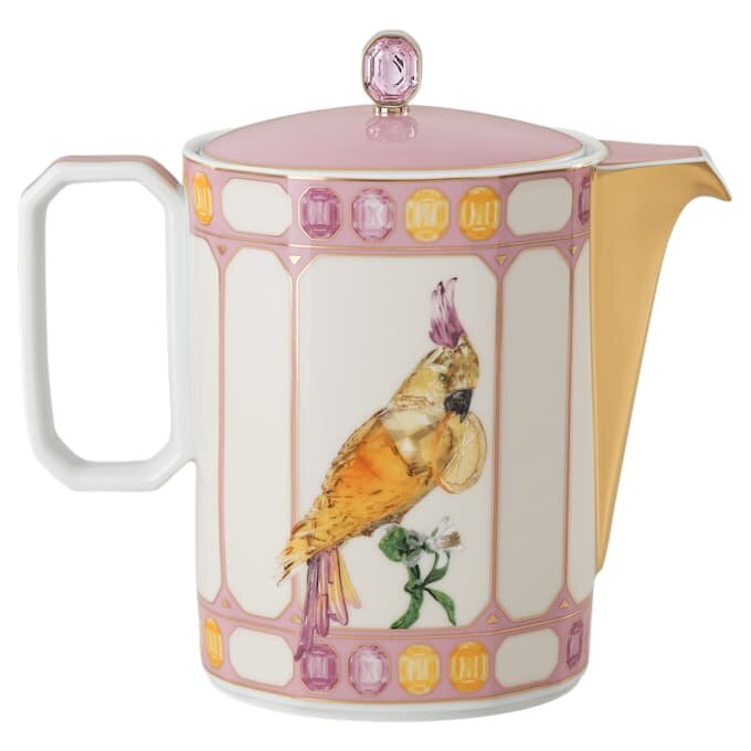 Idyllia Coffee Pot Porcelain, Crystal Print Motif, Bird, Multicolored Idyllia Coffee Pot Porcelain, Crystal Print Motif, Bird, Multicolored