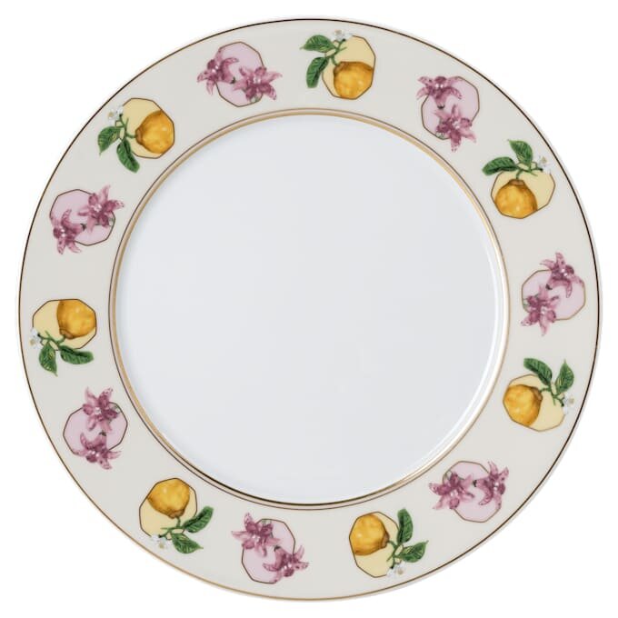 Idyllia Dessert Plate Porcelain, Crystal Print Motif, Lily Citron, Multicolored Idyllia Dessert Plate Porcelain, Crystal Print Motif, Lily Citron, Multicolored