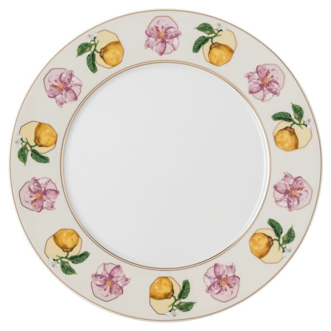 Idyllia Dinner Plate Porcelain, Crystal Print Motif, Lily Citron, Multicolored Idyllia Dinner Plate Porcelain, Crystal Print Motif, Lily Citron, Multicolored