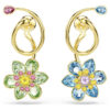 Idyllia Drop Earrings Asymmetrical Design, Mixed Cuts, Flower, Multicolored, Gold-Tone Plated Idyllia Drop Earrings Asymmetrical Design, Mixed Cuts, Flower, Multicolored, Gold-Tone Plated