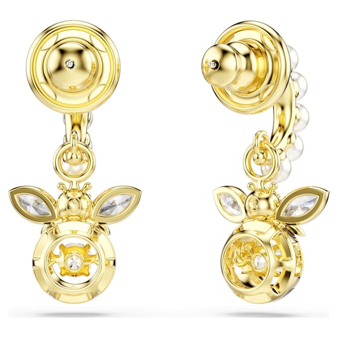 Idyllia Drop Earrings Crystal Pearl, Mixed Cuts, Bee, Multicolored, Gold-Tone Plated Idyllia Drop Earrings Crystal Pearl, Mixed Cuts, Bee, Multicolored, Gold-Tone Plated