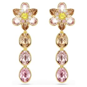 Idyllia Drop Earrings Mixed Cuts, Flower, Multicolored, Gold-Tone Plated