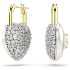 Idyllia Drop Earrings Mixed Cuts, Heart, White, Gold-Tone Plated