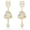 Idyllia Drop Earrings Mixed Cuts, Heart with Arrow, White, Gold-Tone Plated Idyllia Drop Earrings Mixed Cuts, Heart with Arrow, White, Gold-Tone Plated