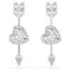 Idyllia Drop Earrings Mixed Cuts, Heart with Arrow, White, Rhodium Plated Idyllia Drop Earrings Mixed Cuts, Heart with Arrow, White, Rhodium Plated