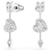 Idyllia Drop Earrings Mixed Cuts, Heart with Arrow, White, Rhodium Plated Idyllia Drop Earrings Mixed Cuts, Heart with Arrow, White, Rhodium Plated