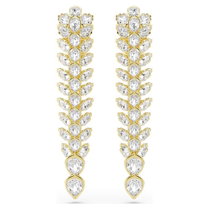 Idyllia Drop Earrings Mixed Cuts, Long, White, Gold-Tone Plated Idyllia Drop Earrings Mixed Cuts, Long, White, Gold-Tone Plated