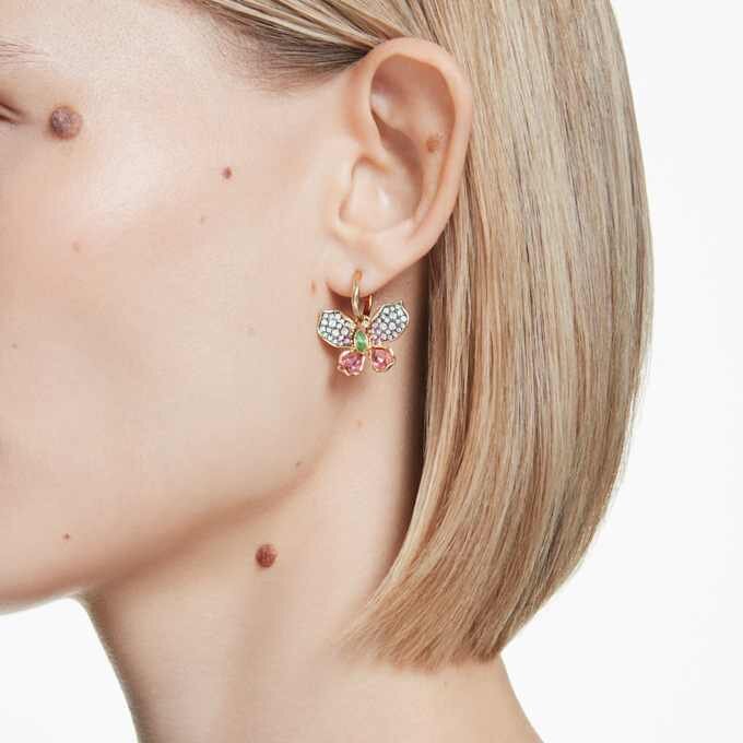 Idyllia Drop Earrings Mixed Cuts, Pavé, Butterfly, Multicolored, Gold-Tone Plated Idyllia Drop Earrings Mixed Cuts, Pavé, Butterfly, Multicolored, Gold-Tone Plated