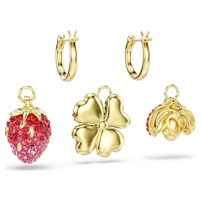Idyllia Drop Earrings Set (3), Ladybug, Clover, Strawberry, Multicolored, Gold-Tone Plated Idyllia Drop Earrings Set (3), Ladybug, Clover, Strawberry, Multicolored, Gold-Tone Plated
