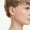 Idyllia Drop Earrings with Ear Cuff Mixed Cuts, Heart with Key, Pink, Gold-Tone Plated Idyllia Drop Earrings with Ear Cuff Mixed Cuts, Heart with Key, Pink, Gold-Tone Plated