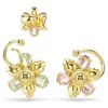 Idyllia Ear Cuff Set (3), Asymmetrical Design, Mixed Cuts, Flower, Multicolored, Gold-Tone Plated Idyllia Ear Cuff Set (3), Asymmetrical Design, Mixed Cuts, Flower, Multicolored, Gold-Tone Plated