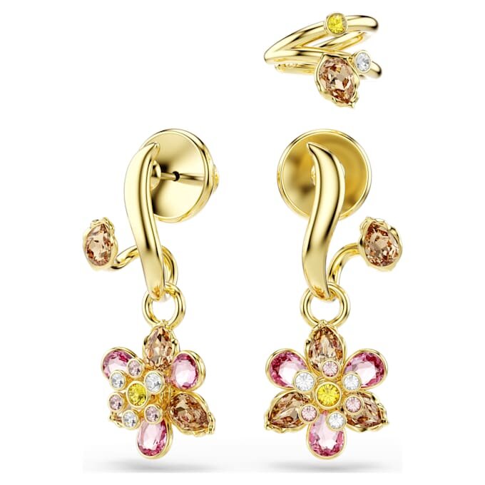 Idyllia Earrings Set (3), Mixed Cuts, Flower, Multicolored, Gold-Tone Plated Idyllia Earrings Set (3), Mixed Cuts, Flower, Multicolored, Gold-Tone Plated