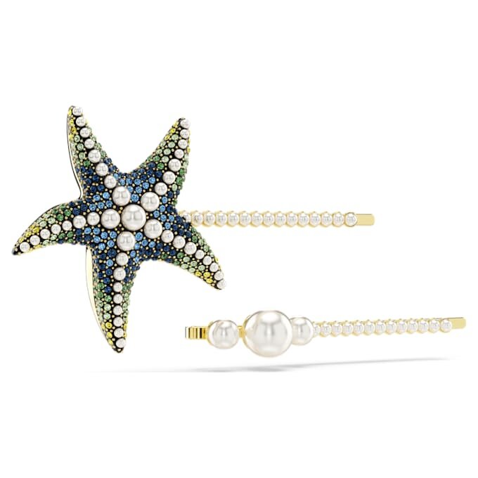 Idyllia Hair Pin Set (2), Crystal Pearls, Starfish, Multicolored, Gold-Tone Plated Idyllia Hair Pin Set (2), Crystal Pearls, Starfish, Multicolored, Gold-Tone Plated