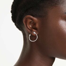 Idyllia Hoop Earrings Mixed Cuts, Arrow, White, Rhodium Plated