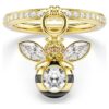 Idyllia Motif Ring Mixed Cuts, Bee, Multicolored, Gold-Tone Plated