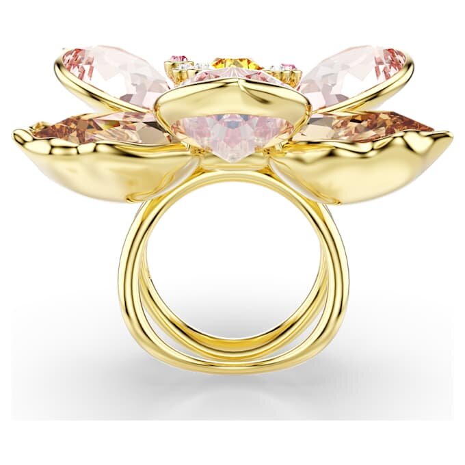 Idyllia Motif Ring Mixed Cuts, Flower, Multicolored, Gold-Tone Plated Idyllia Motif Ring Mixed Cuts, Flower, Multicolored, Gold-Tone Plated