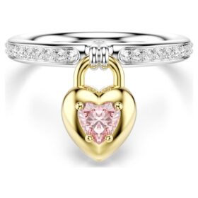 Idyllia Motif Ring Mixed Cuts, Heart, Pink, Mixed Metal Finish