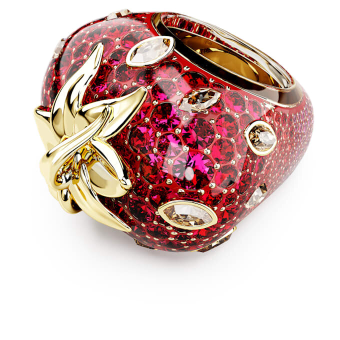 Idyllia Motif Ring Mixed Cuts, Strawberry, Red, Gold-Tone Plated Idyllia Motif Ring Mixed Cuts, Strawberry, Red, Gold-Tone Plated