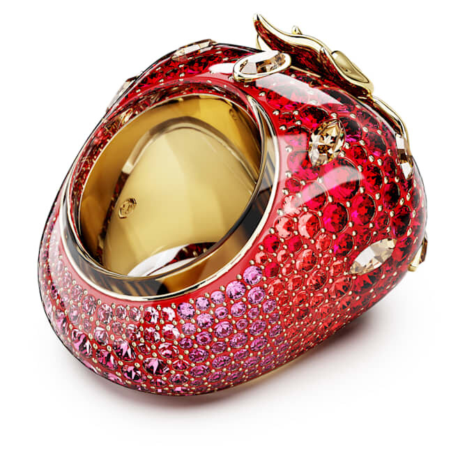 Idyllia Motif Ring Mixed Cuts, Strawberry, Red, Gold-Tone Plated Idyllia Motif Ring Mixed Cuts, Strawberry, Red, Gold-Tone Plated