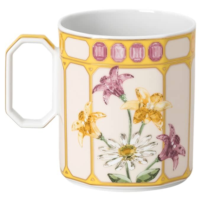 Idyllia Mug Porcelain, Crystal Print Motif, Finch, Yellow Idyllia Mug Porcelain, Crystal Print Motif, Finch, Yellow