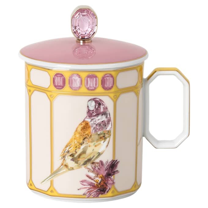 Idyllia Mug Porcelain, Crystal Print Motif, Finch, Yellow Idyllia Mug Porcelain, Crystal Print Motif, Finch, Yellow