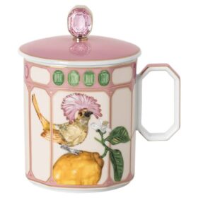 Idyllia Mug Porcelain, Crystal Print Motif, Flycatcher, Pink Idyllia Mug Porcelain, Crystal Print Motif, Flycatcher, Pink