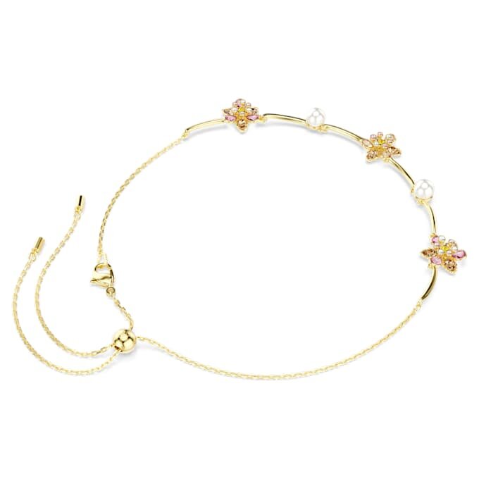 Idyllia Necklace Crystal Pearl, Mixed Cuts, Flower, Multicolored, Gold-Tone Plated Idyllia Necklace Crystal Pearl, Mixed Cuts, Flower, Multicolored, Gold-Tone Plated