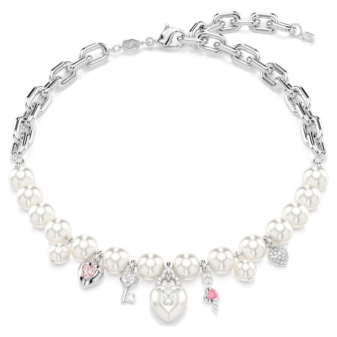 Idyllia Necklace Crystal Pearl, Mixed Cuts, White, Rhodium Plated Idyllia Necklace Crystal Pearl, Mixed Cuts, White, Rhodium Plated