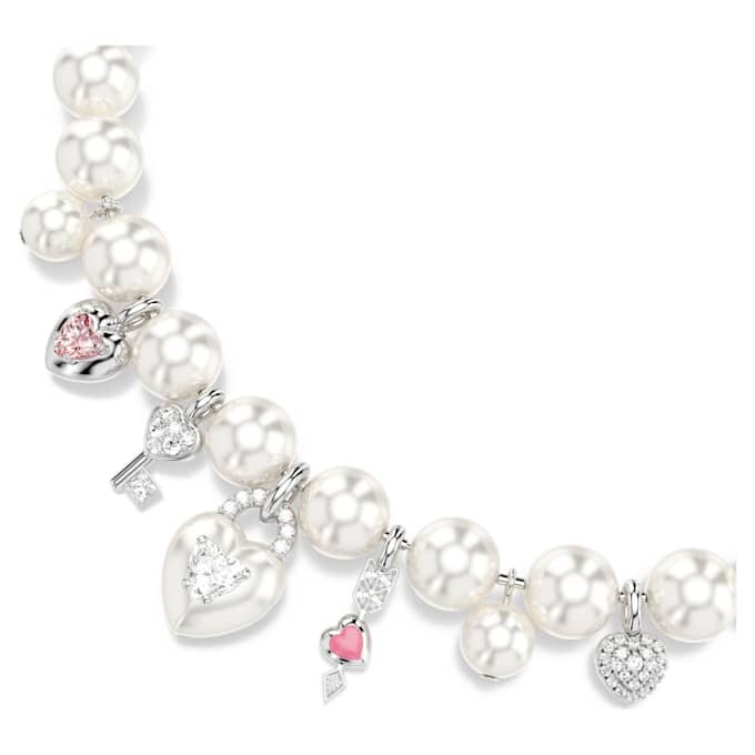 Idyllia Necklace Crystal Pearl, Mixed Cuts, White, Rhodium Plated Idyllia Necklace Crystal Pearl, Mixed Cuts, White, Rhodium Plated