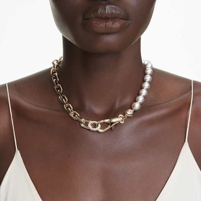 Idyllia Necklace Crystal Pearl, White, Gold-Tone Plated Idyllia Necklace Crystal Pearl, White, Gold-Tone Plated